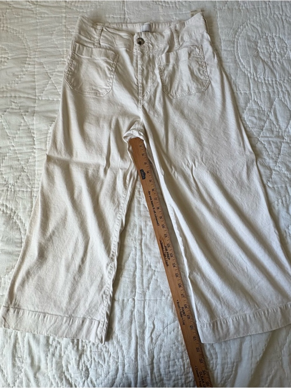 Mauve Wide-Leg Cream Cotton Pants with Patch Pockets